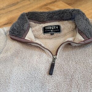 Trinity Sherpa Fleece 1/4 Zip Pullover Taupe Beige Men’s Size M Teddy Soft Plush